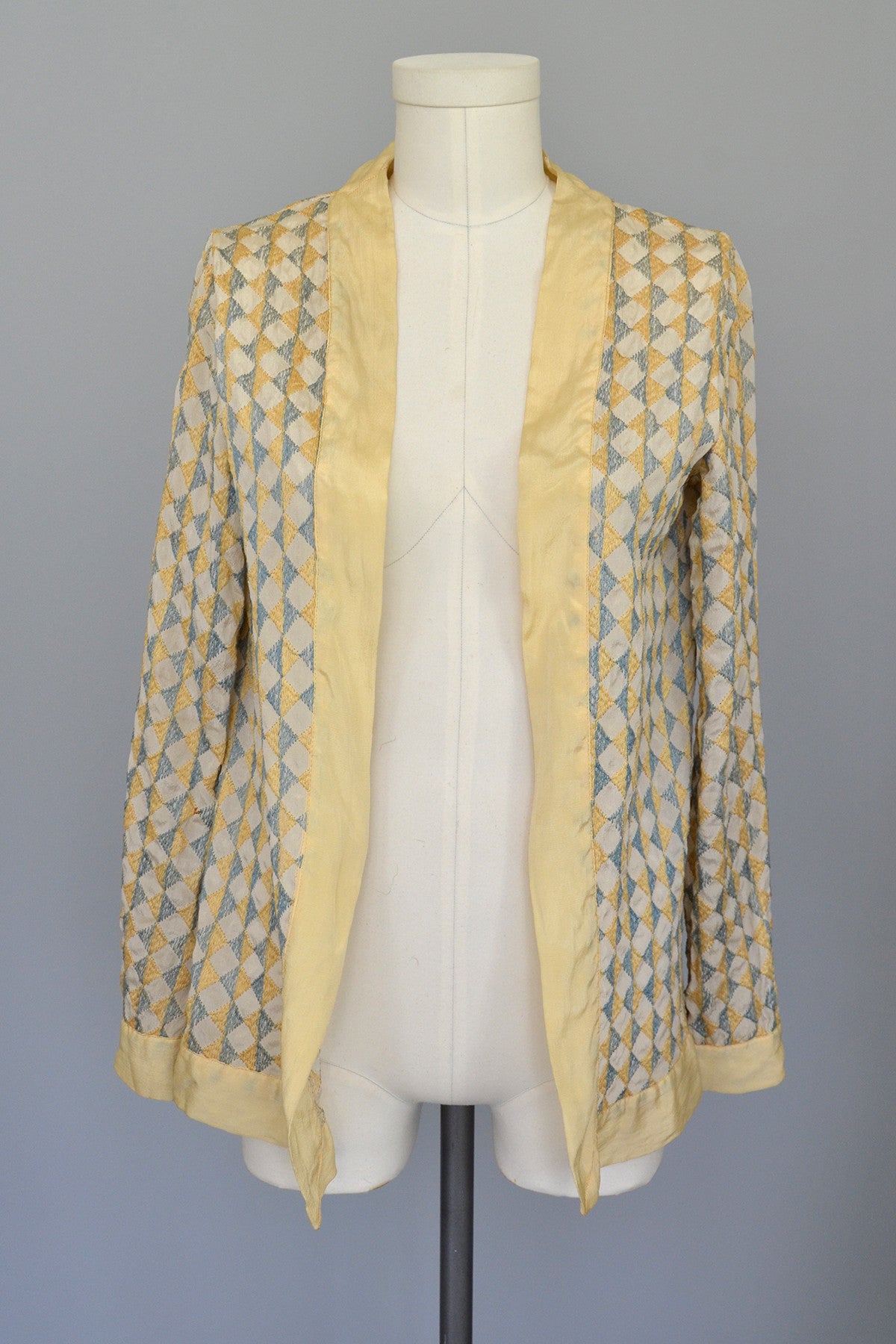 RESERVED 1920s Deco Harlequin Embroidered Jacket Duster | VintageVirtuosa