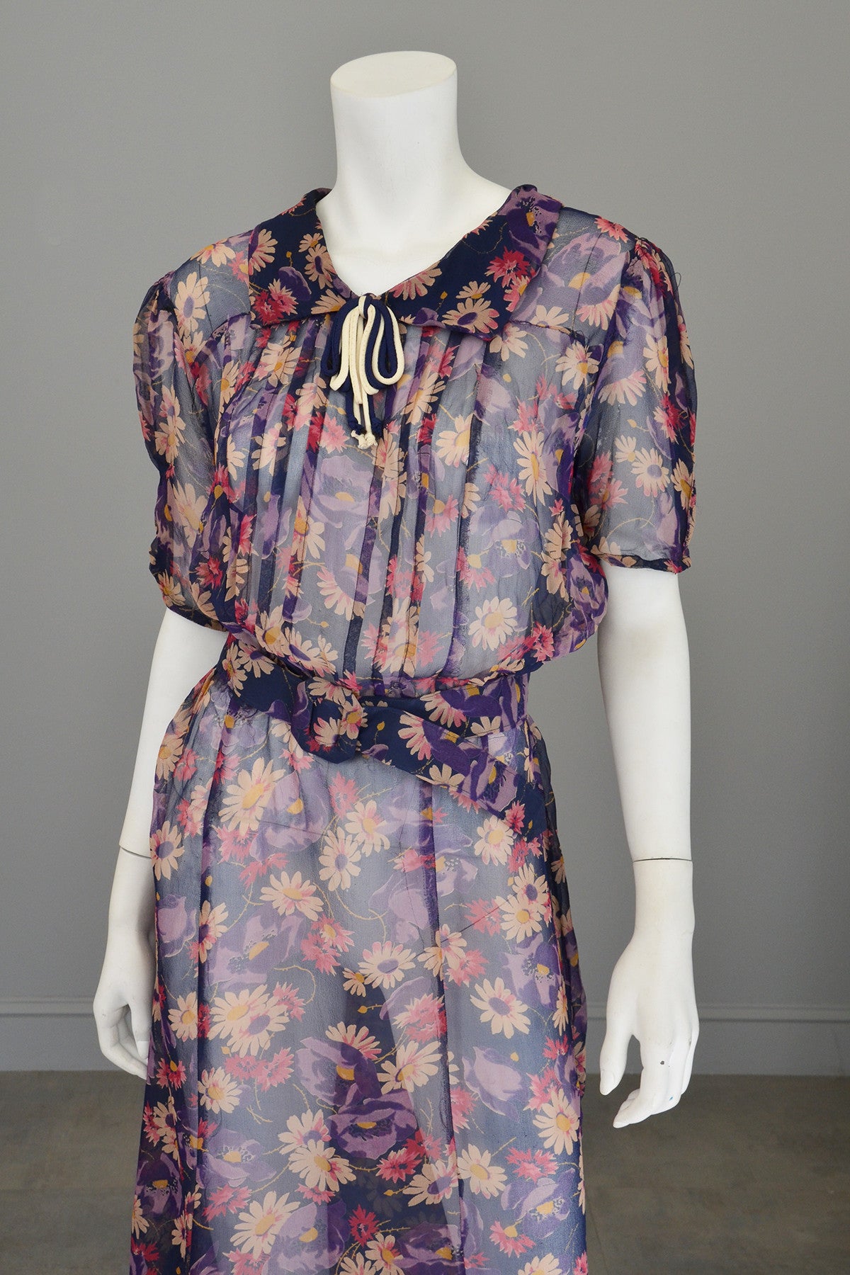 1930s Sheer Crepe Floral Print Darling Dress | VintageVirtuosa