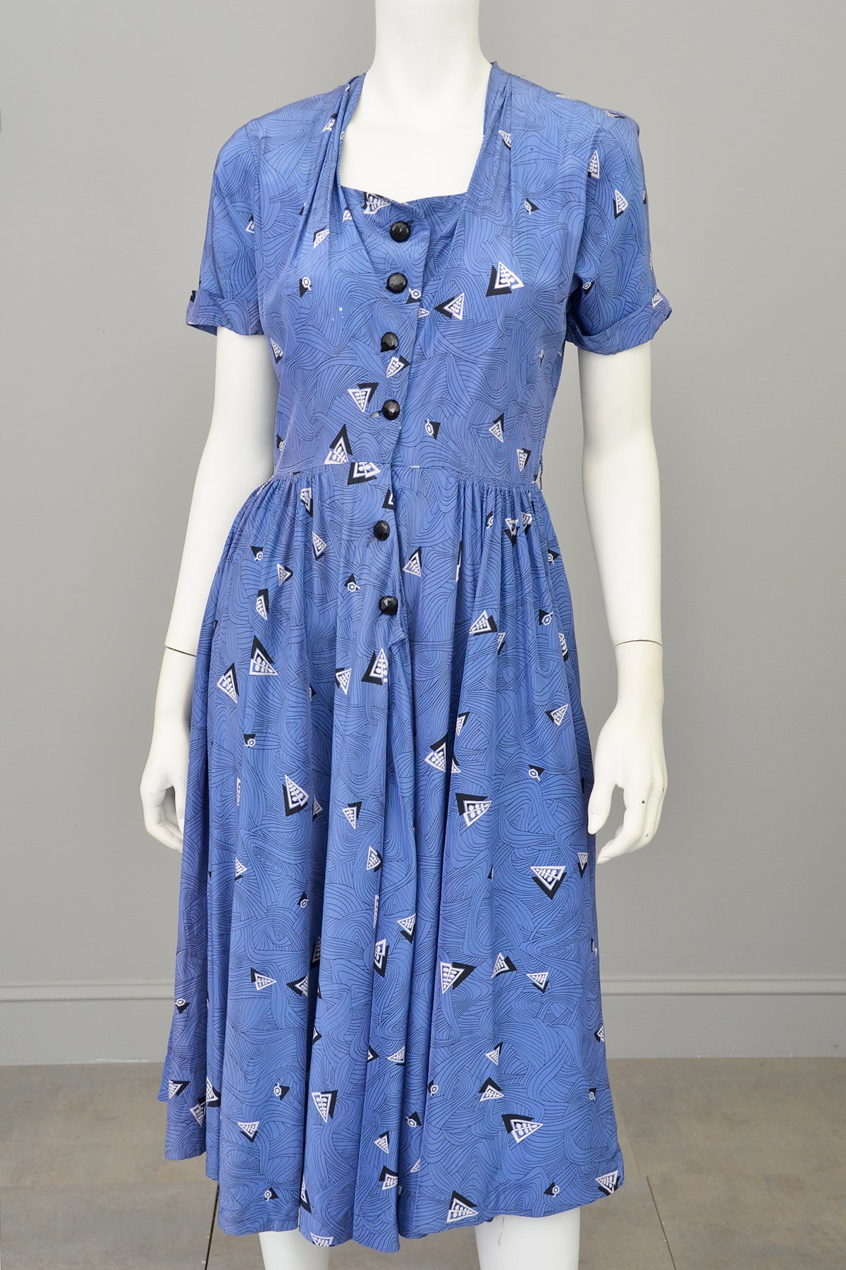 1940s R & K Original Retro Novelty Print Dress 'As Is' | VintageVirtuosa