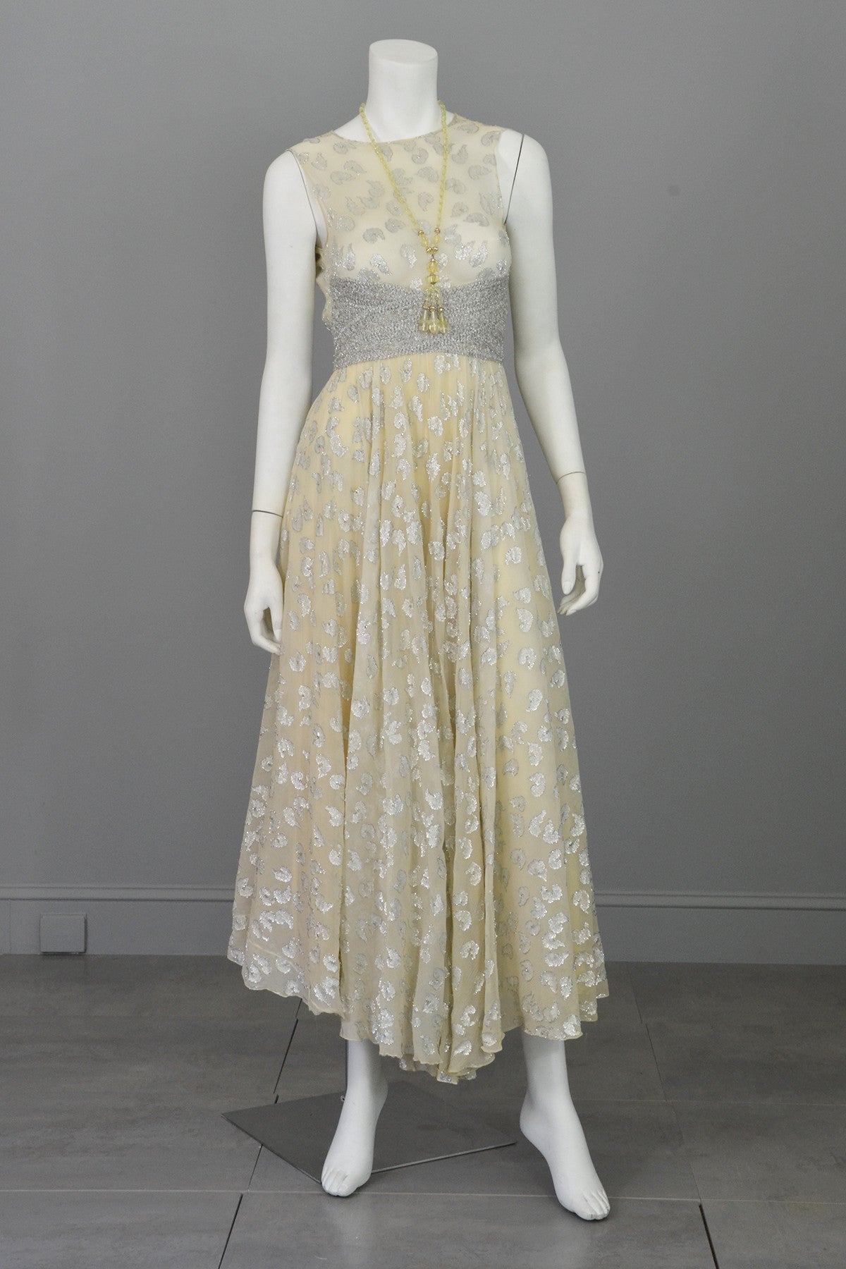 cream chiffon maxi dress