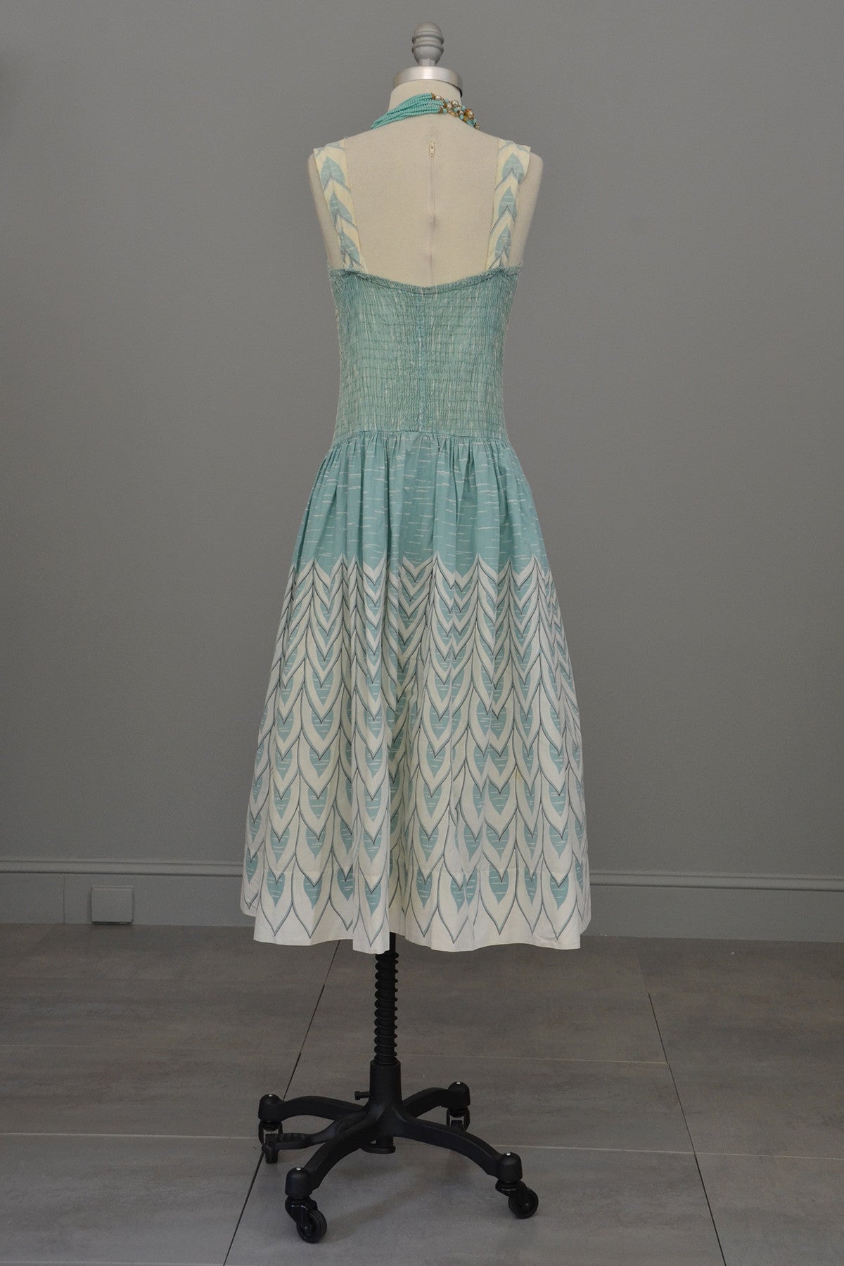 1950s Cole of CA Aqua and White Novelty Print Cotton Sundress ...