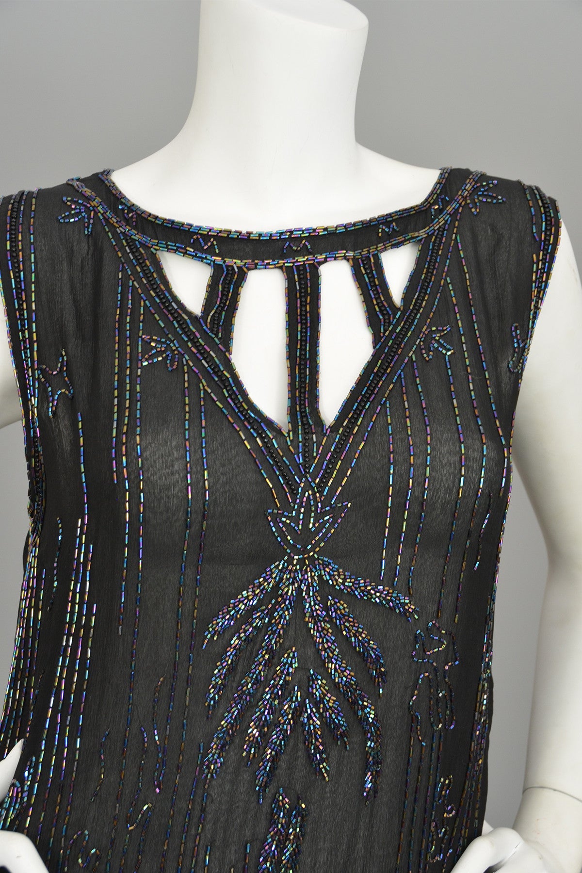 Modern does 20s Black Beaded Keyhole Neckline Deco Dress Flapper Style ...