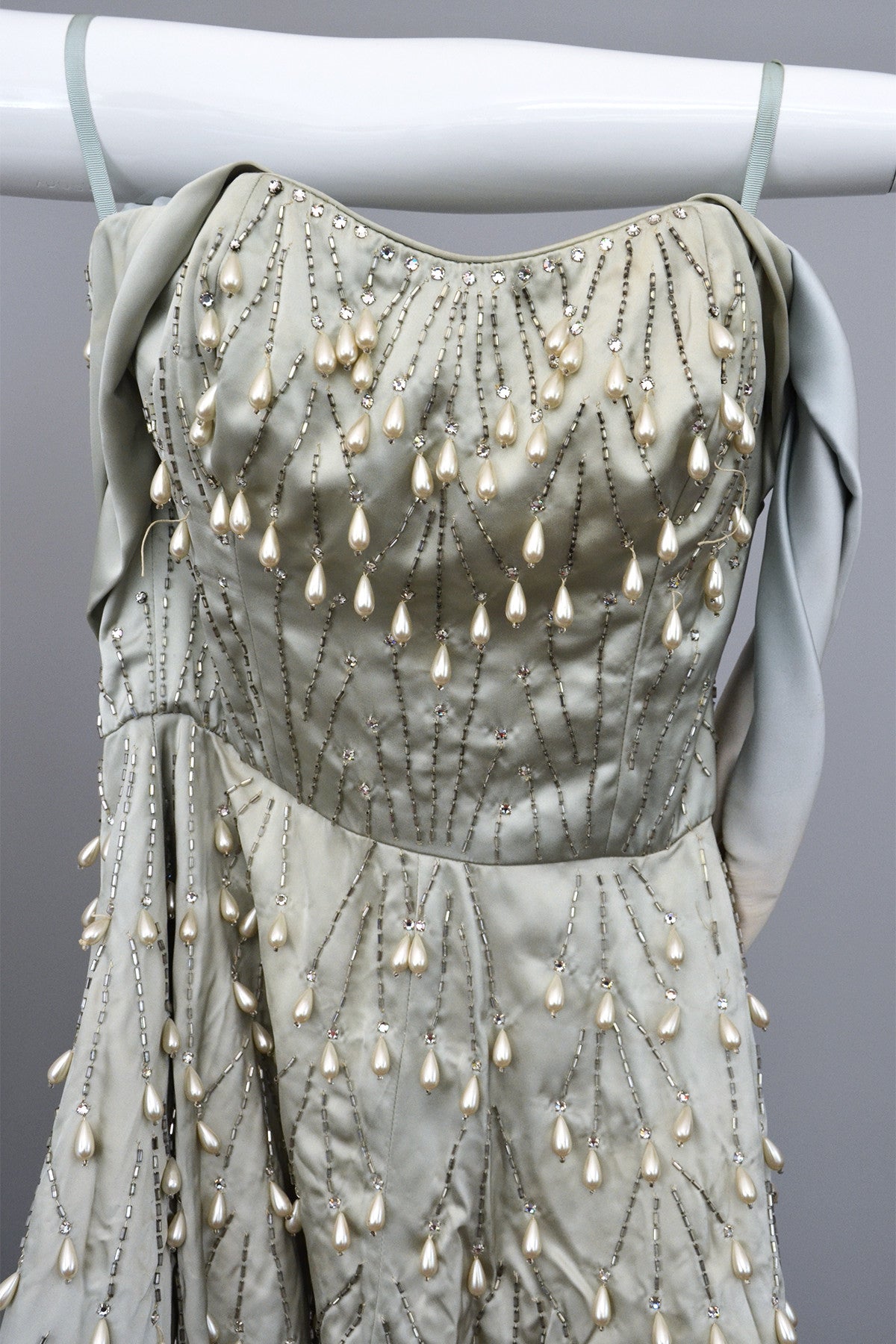 1950s Ceil Chapman Pearl Drops Rhinestones Vintage Party Dress ...