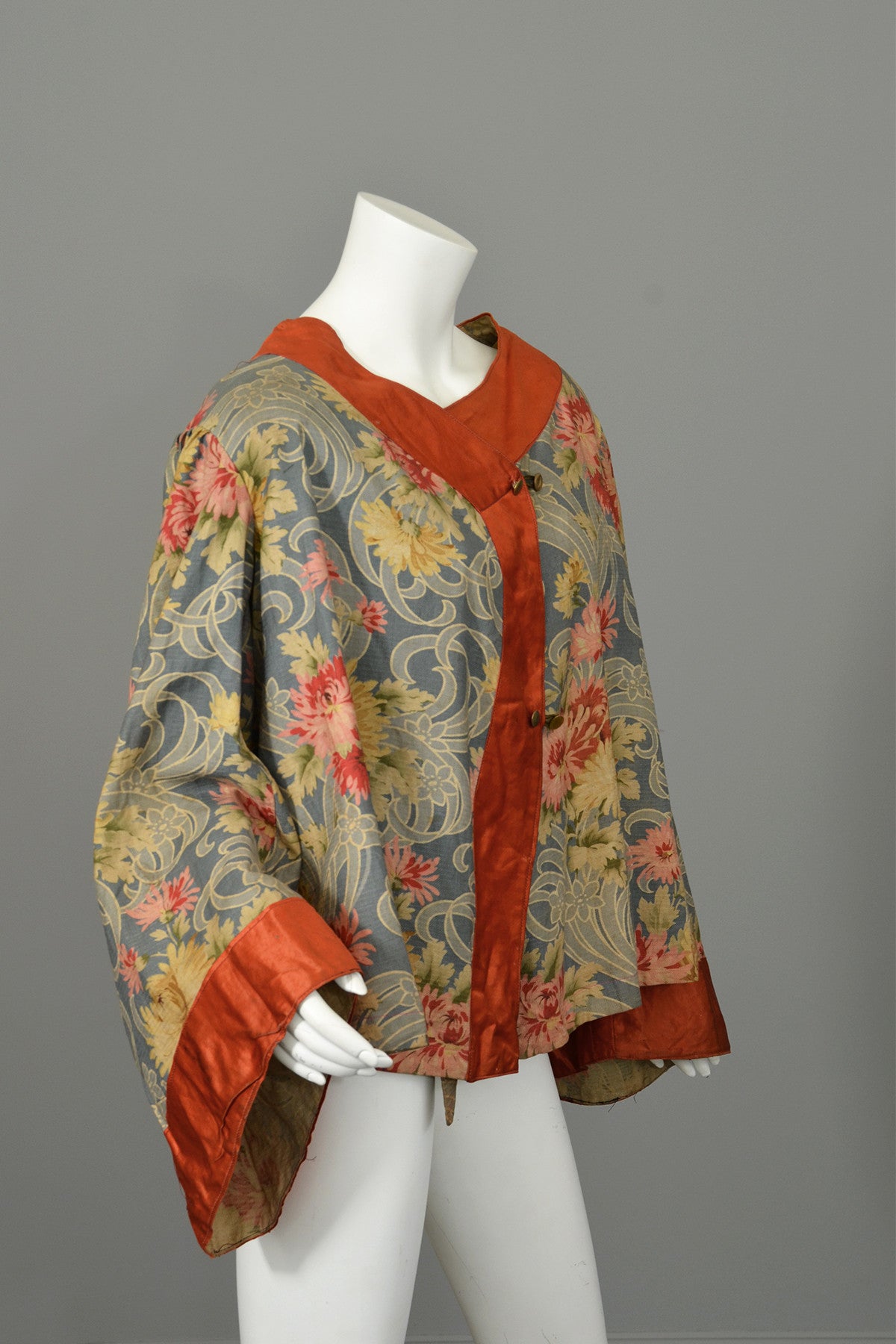 Edwardian Floral Print Angel Sleeve Crop Shrug Capelet Swing Coat ...