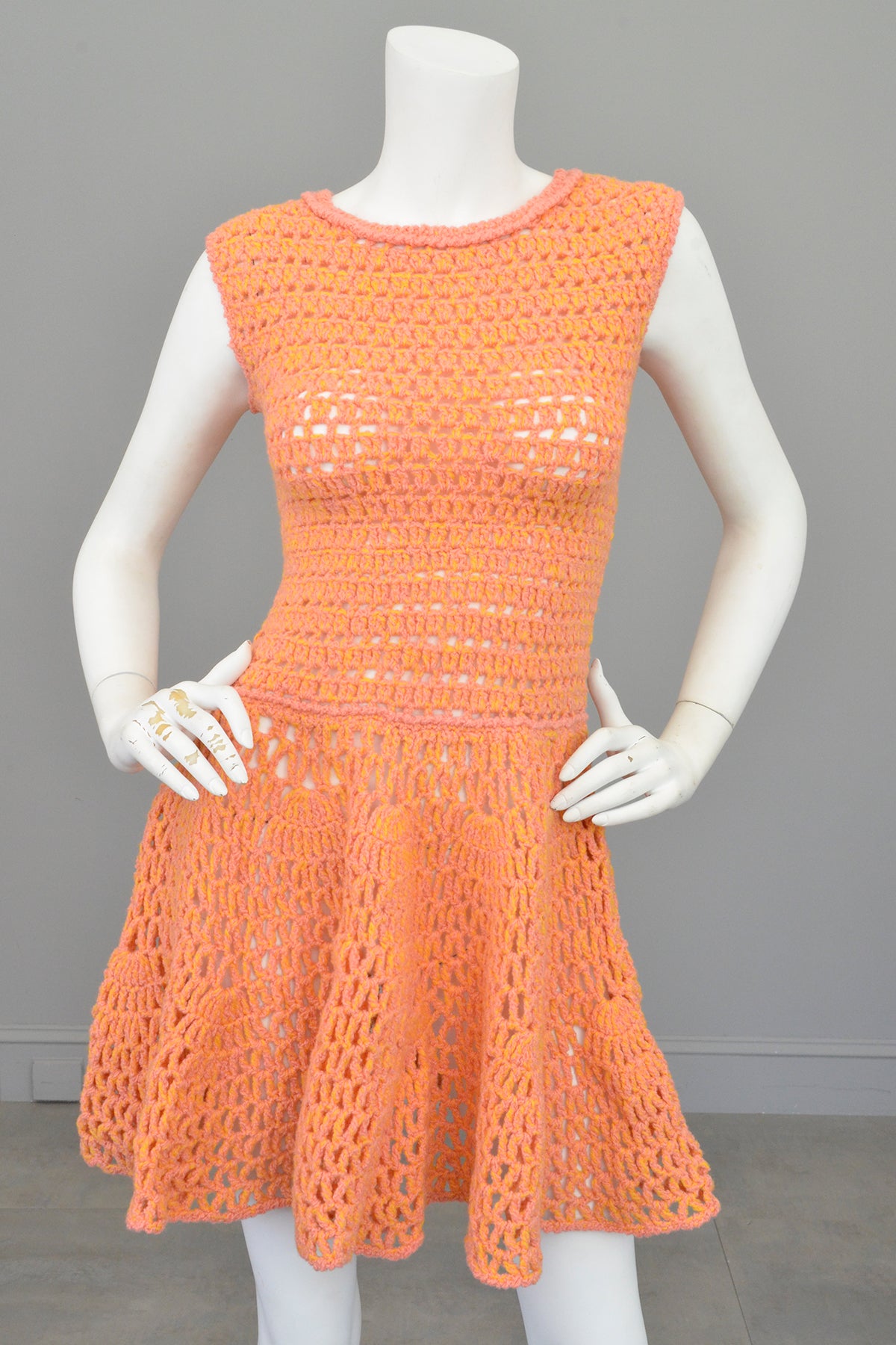 orange crochet dress