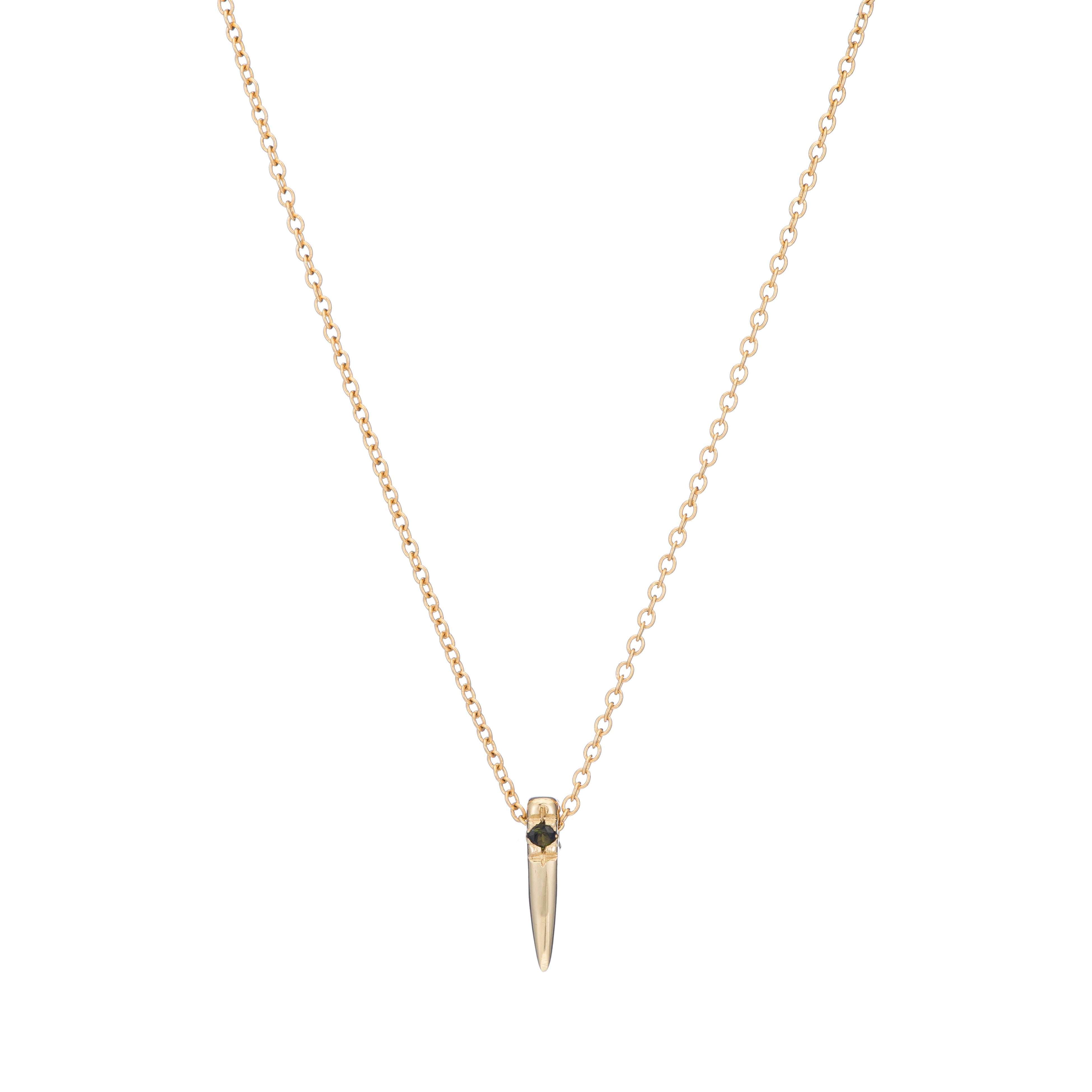 Black Diamond Mini Horn Necklace - 18K Gold