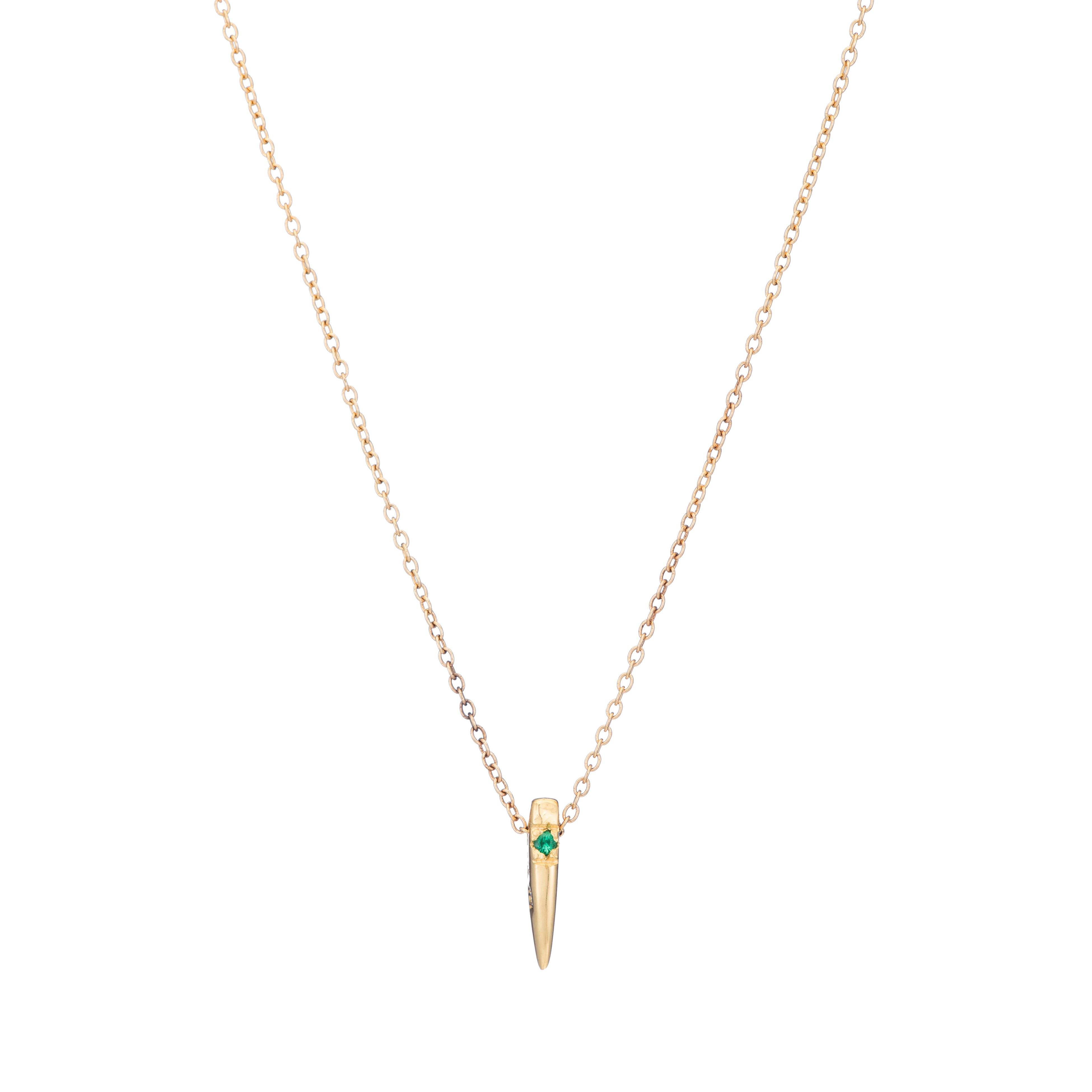 Emerald Mini Horn Necklace - 18K Gold