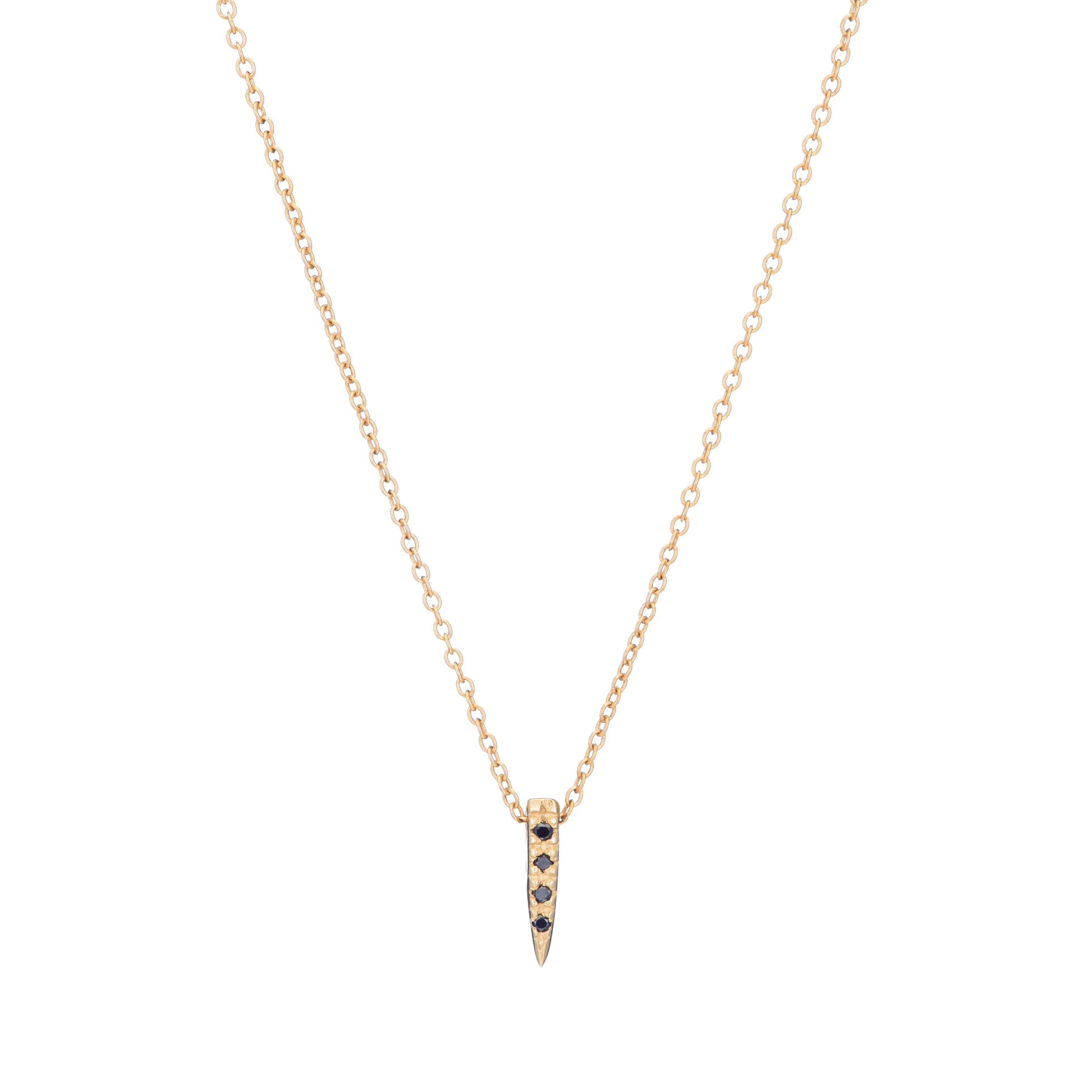 Black Diamond Pave Mini Horn Necklace - 18K Gold