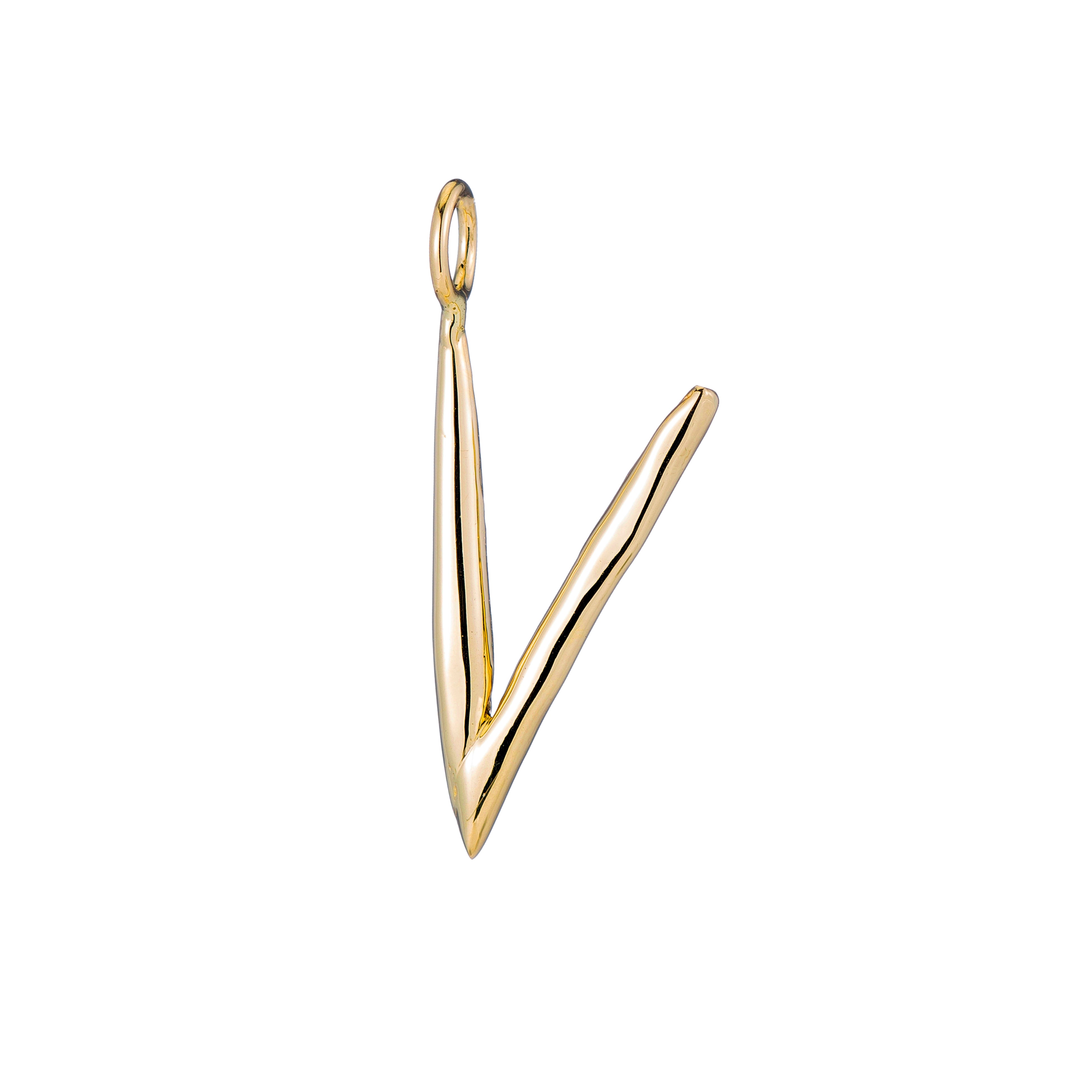 Raw Letter V - 18K Gold