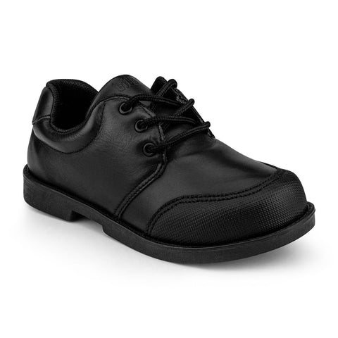 boys black leather school shoes