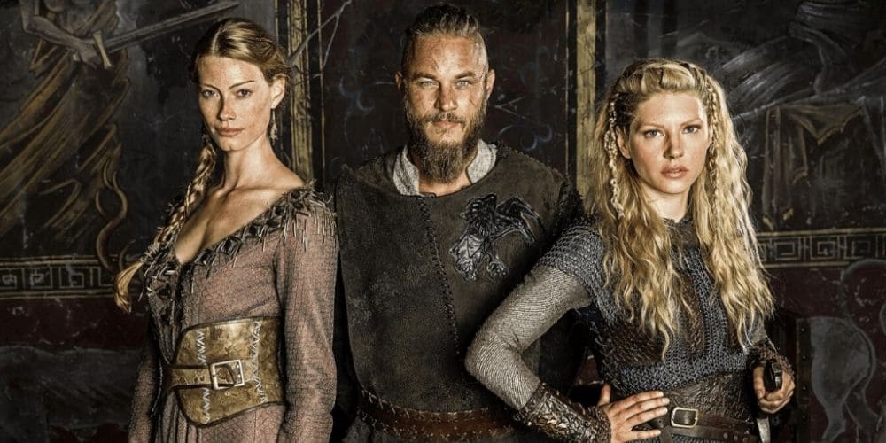 Ragnar en compagnie de ses épouses Aslaug et Lagertha