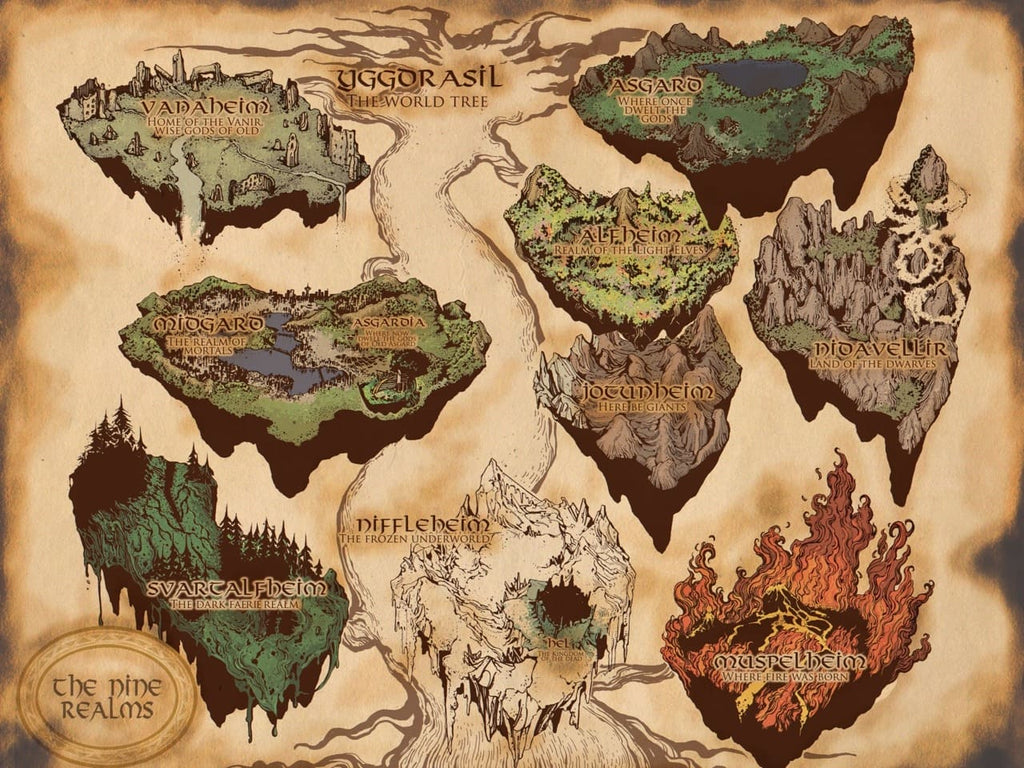 Les neufs mondes de l'arbre de vie Yggdrasil
