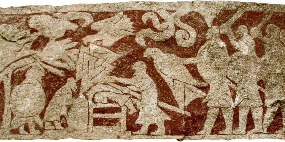 Le symbole Valknut sur une stèle runique