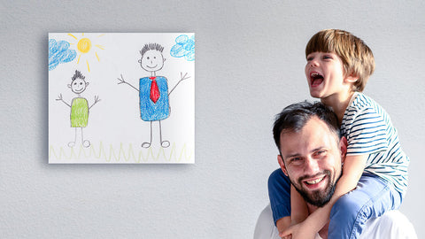 Geschenkidee zum Vatertag - Personalisiertes Bild mit Kinderzeichnung