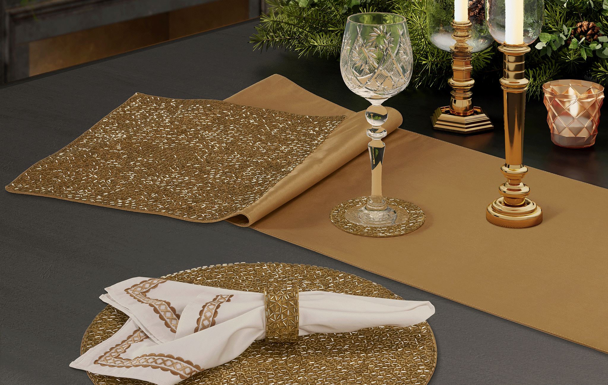 table linens sparkle chargers, coasters, placemats, napkin rings, napkins