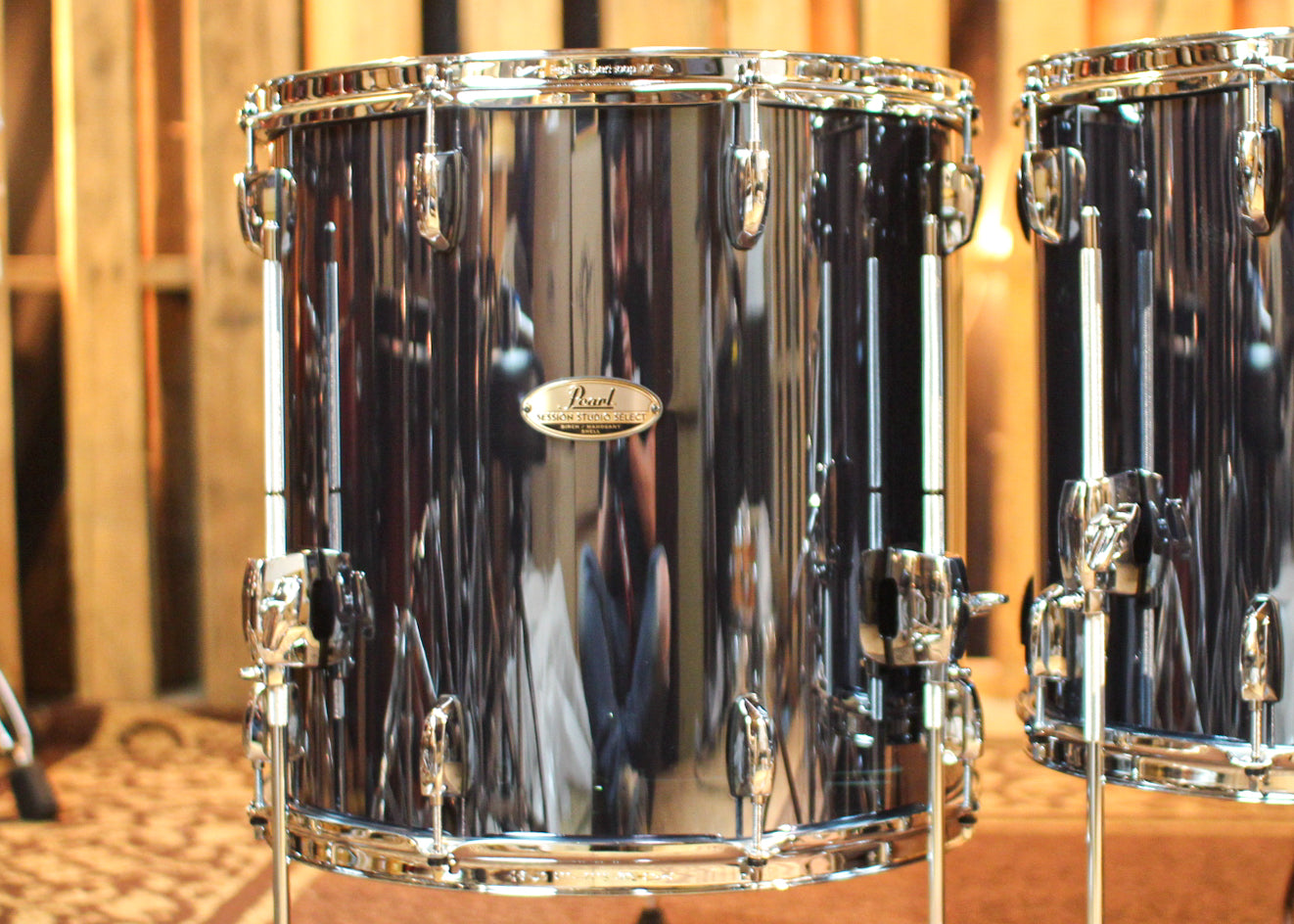 Pearl Session Studio Select Black Mirror Chrome Drum Set - 22x16, 10x7,  12x8, 14x14, 16x16