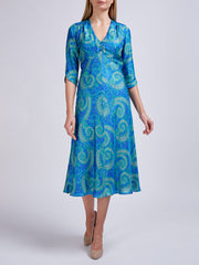 Poppy Dress Cobalt Azure Fatima Silk Satin