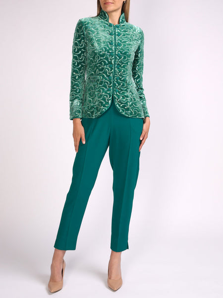 Trafalgar Jacket Emerald Bows Silk Velvet