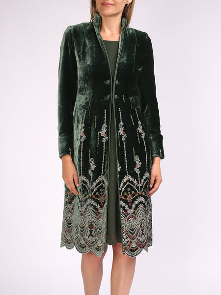 Eton coat Dark Green Delamere Silk Velvet