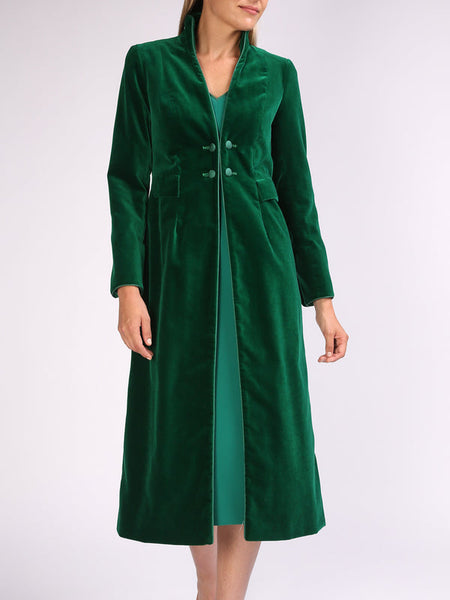 Eton coat Emerald Green Plain Cotton Velvet
