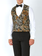 OLIVE CHATSWORTH SILK BLEND DOUBLE-BREASTED 8-BUTTON SHAWL LAPEL WAISTCOAT