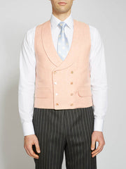 Pink Randwick Double-Breasted Shawl Lapel Piped Waistcoat
