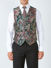 PINK CHATSWORTH SILK BLEND SINGLE BREASTED 4 BUTTON PIPED WAISTCOAT