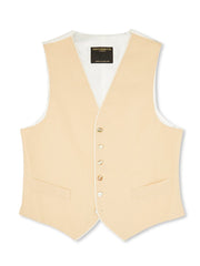 DARK CREAM LINEN SINGLE-BREASTED 6-BUTTON PIPED WAISTCOAT