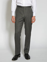 Grey Westminster Stripe Wool Flat Front Trouser