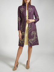 Westminster Coat Plum Fiddlehead Crease Resist Linen