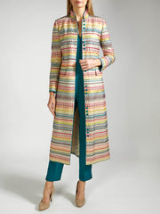 Carnaby Coat Rainbow Ivory Mikado Linen