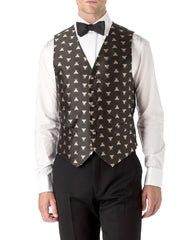 BLACK BEES SILK SINGLE BREASTED 6 BUTTON WAISTCOAT