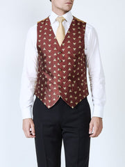 RED BEES SILK SINGLE BREASTED 6 BUTTON WAISTCOAT
