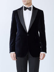 Navy Velvet Cotton Dinner Jacket