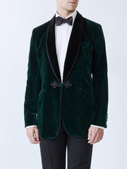 Racing Green Velvet Single-Breasted Grosvenor Smoking Jacket