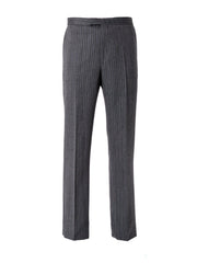 GREY WESTMINSTER STRIPE WOOL HIGH WAISTED FLAT FRONT TROUSER