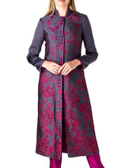 CARNABY COAT AUBERGINE LETHABY JACQUARD