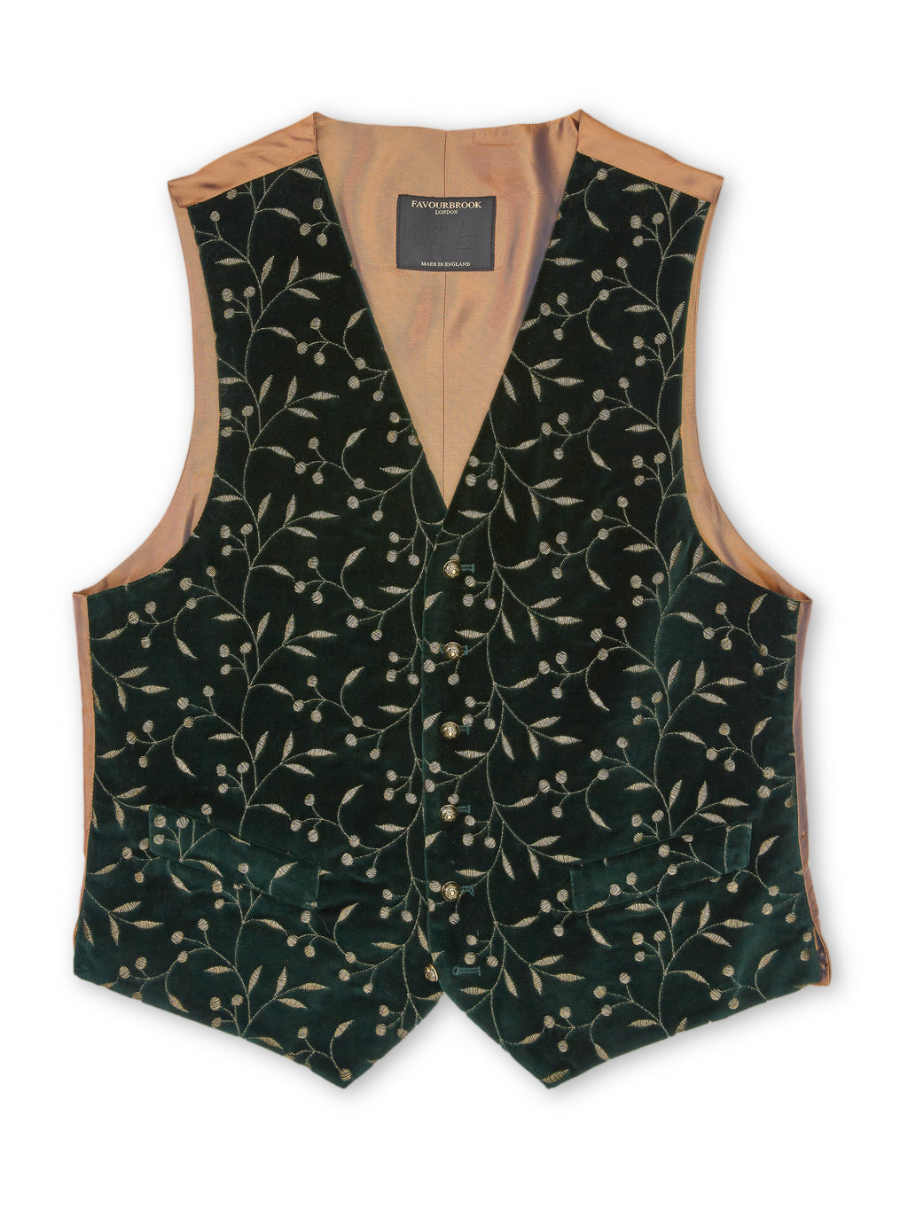 Racing Green Lurex Berries Velvet Cotton Single Breasted 6 Button Wais ...