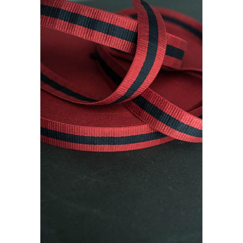 1.5 inch (40mm) Wide Striped Elastic White Black and Red