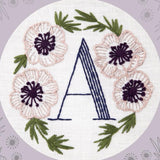 Miniature Rhino-Floral Monogram Embroidery Kit, A - Anemone-embroidery/xstitch kit-gather here online