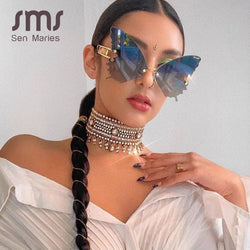 Sen Maries Butterfly Rimless Sunglasses Women Luxury Brand Designer Sunglasses