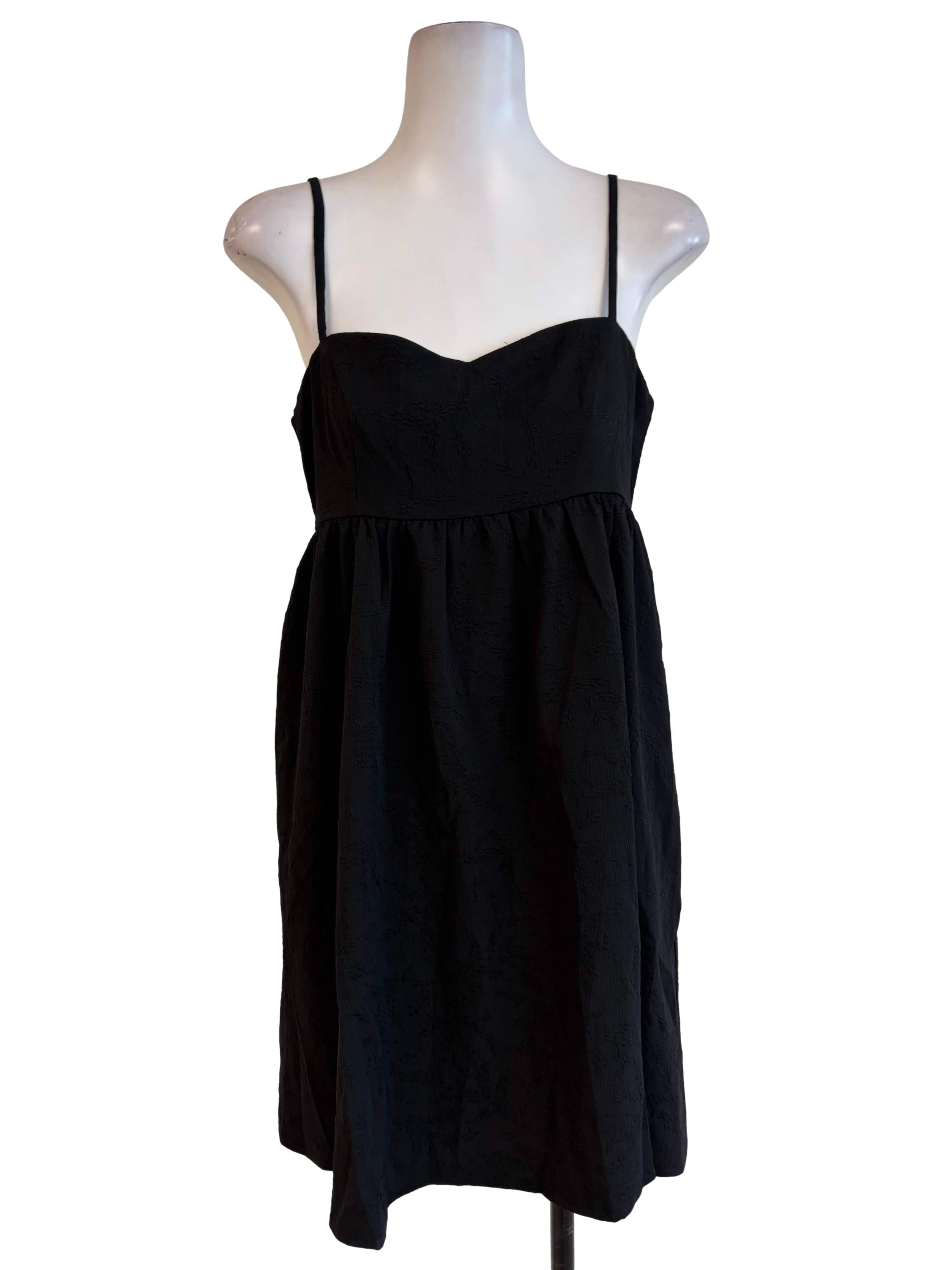 Black Floral Embossed Babydoll Dress