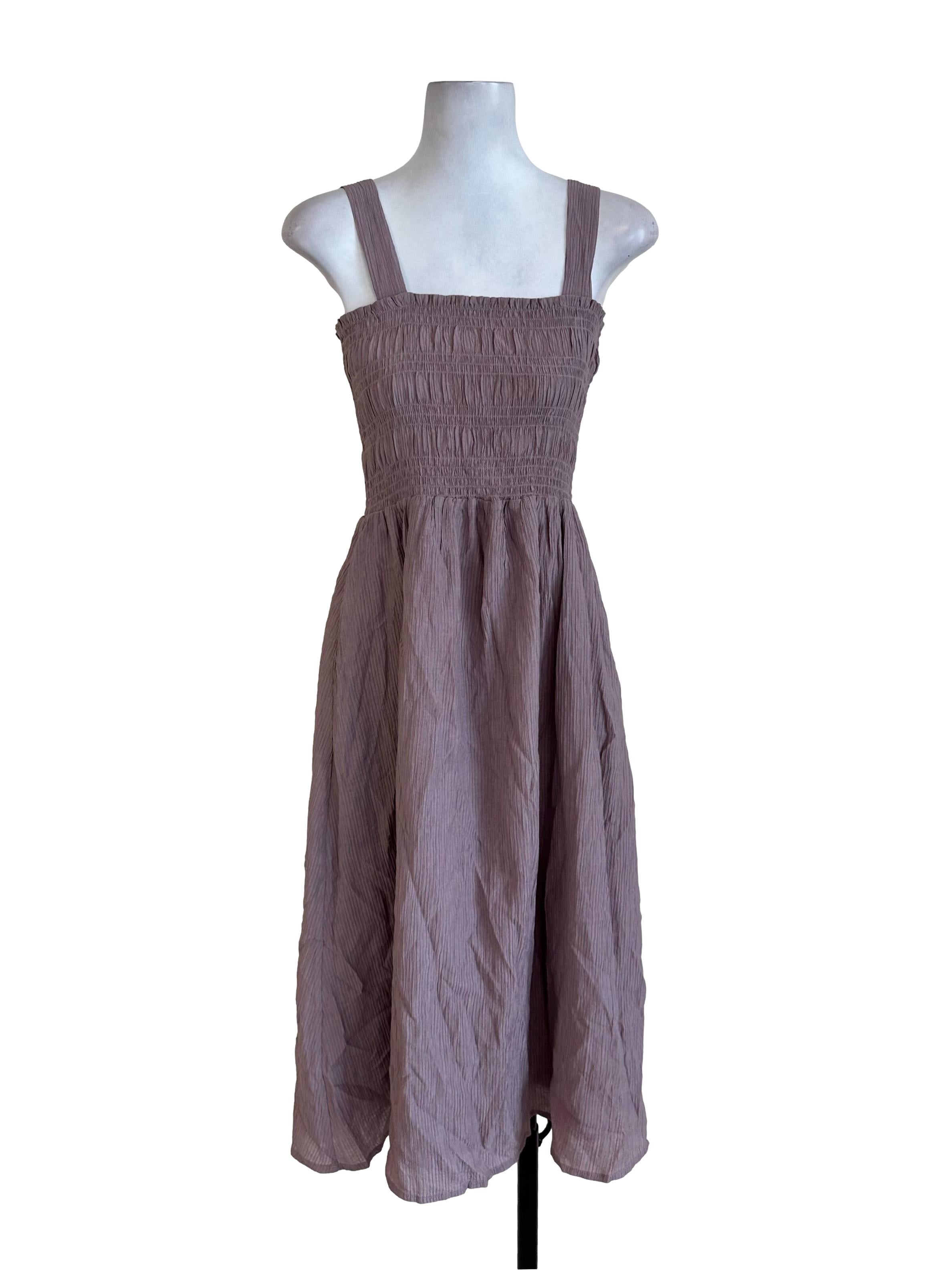 Dusty Purple Textured Stripe Dress