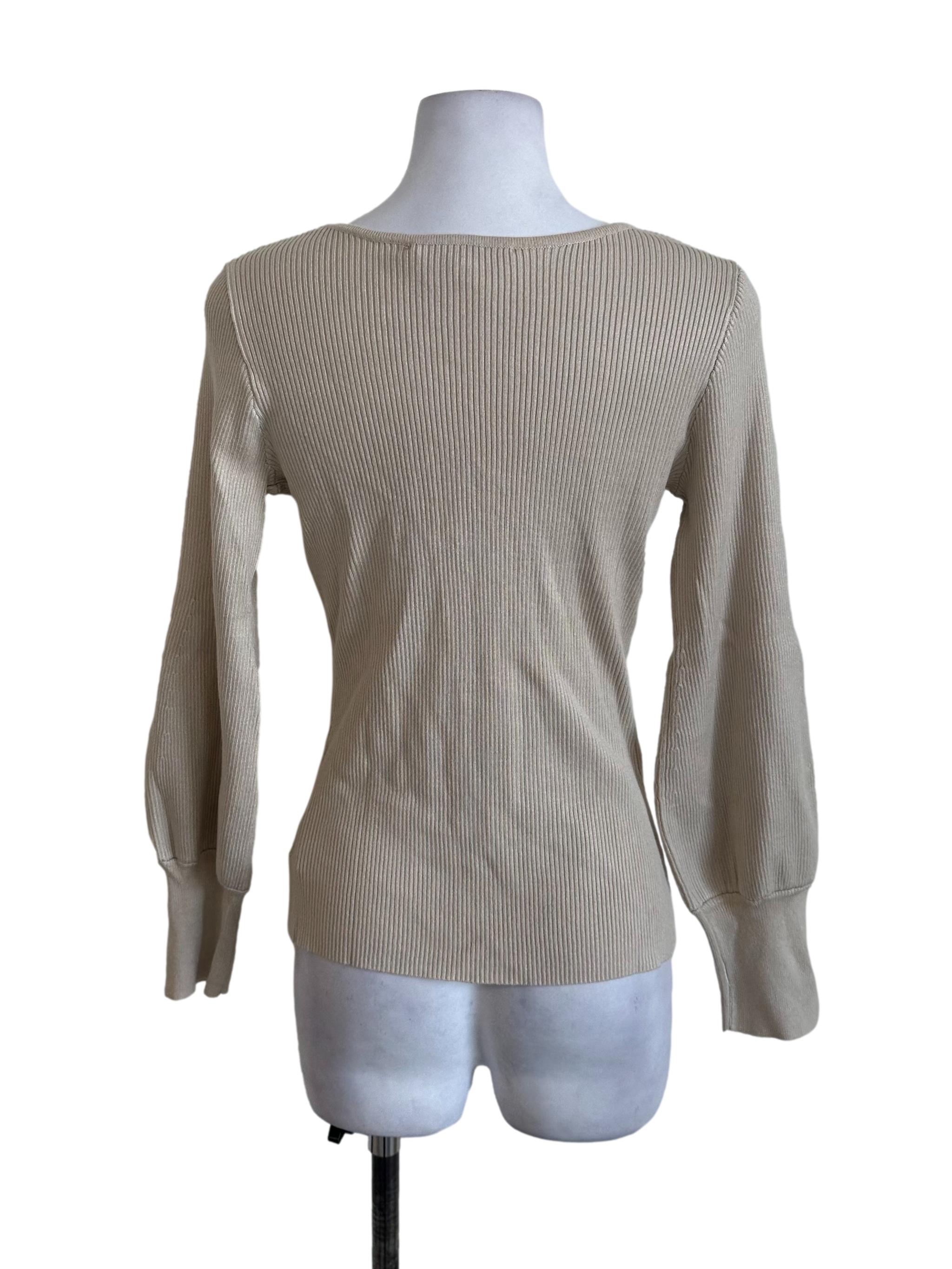 Khaki Brown Knit Long Sleeve Top