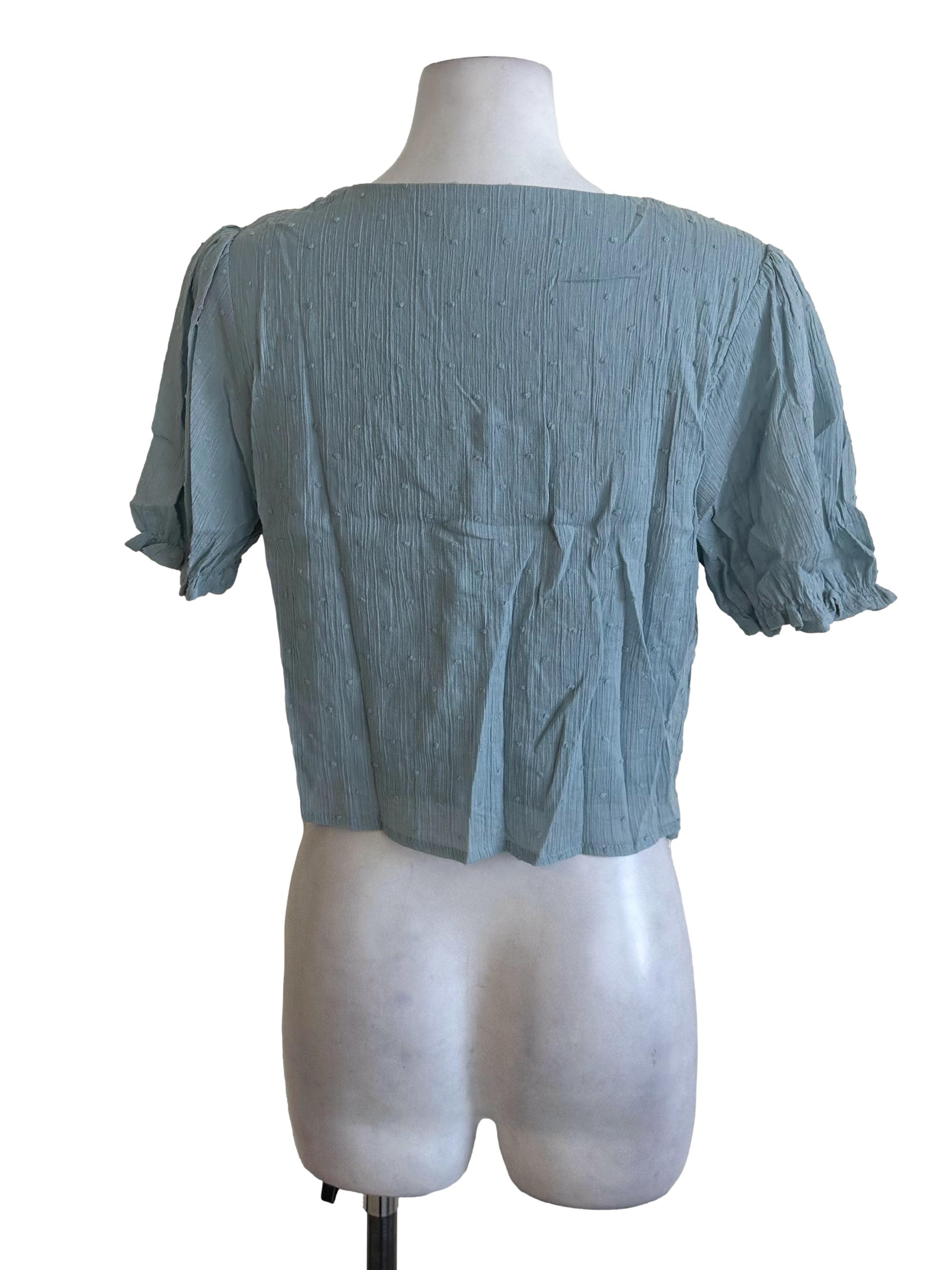Dusty Blue Textured Knot Top