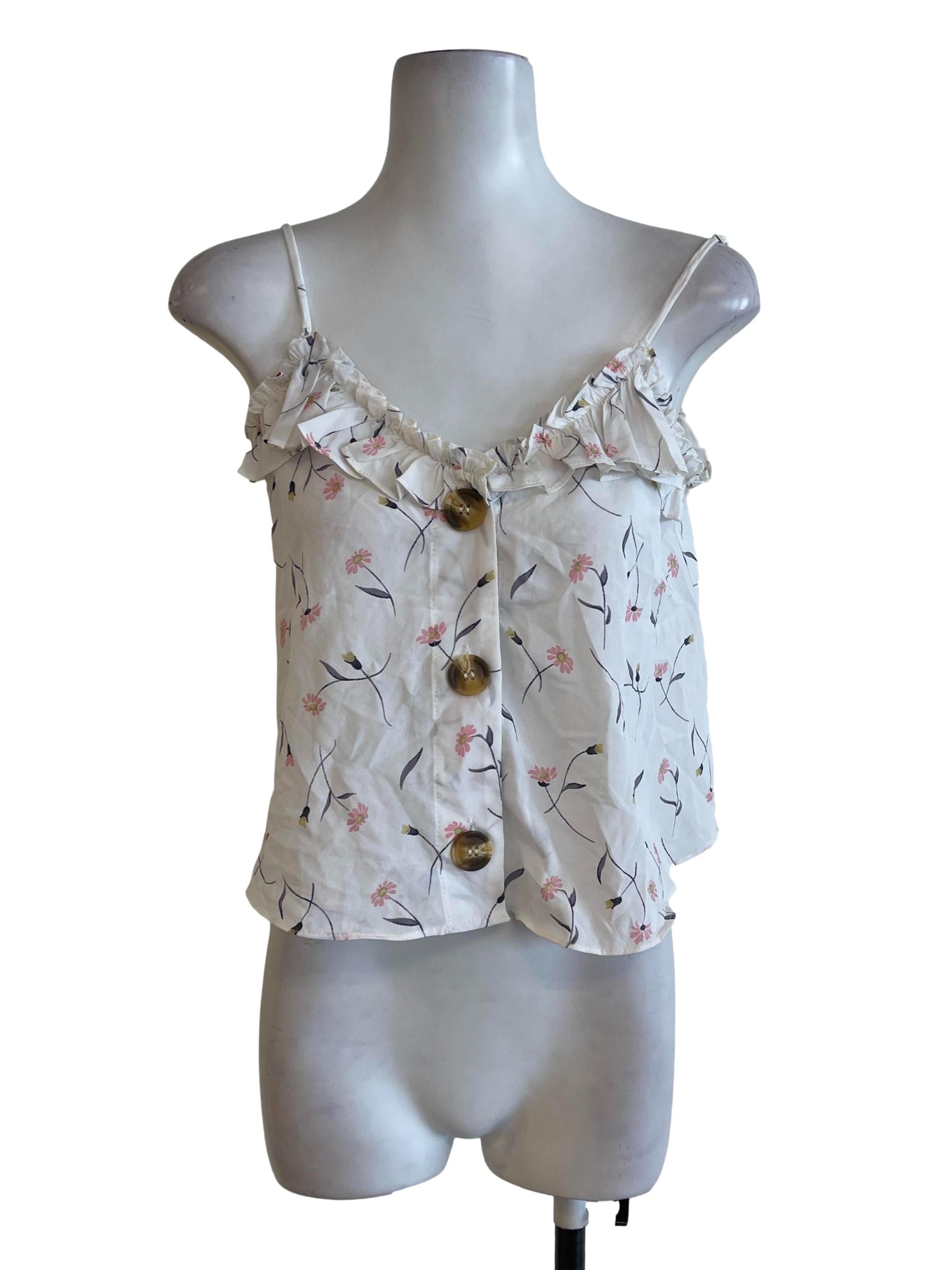 White Flower Button Tops