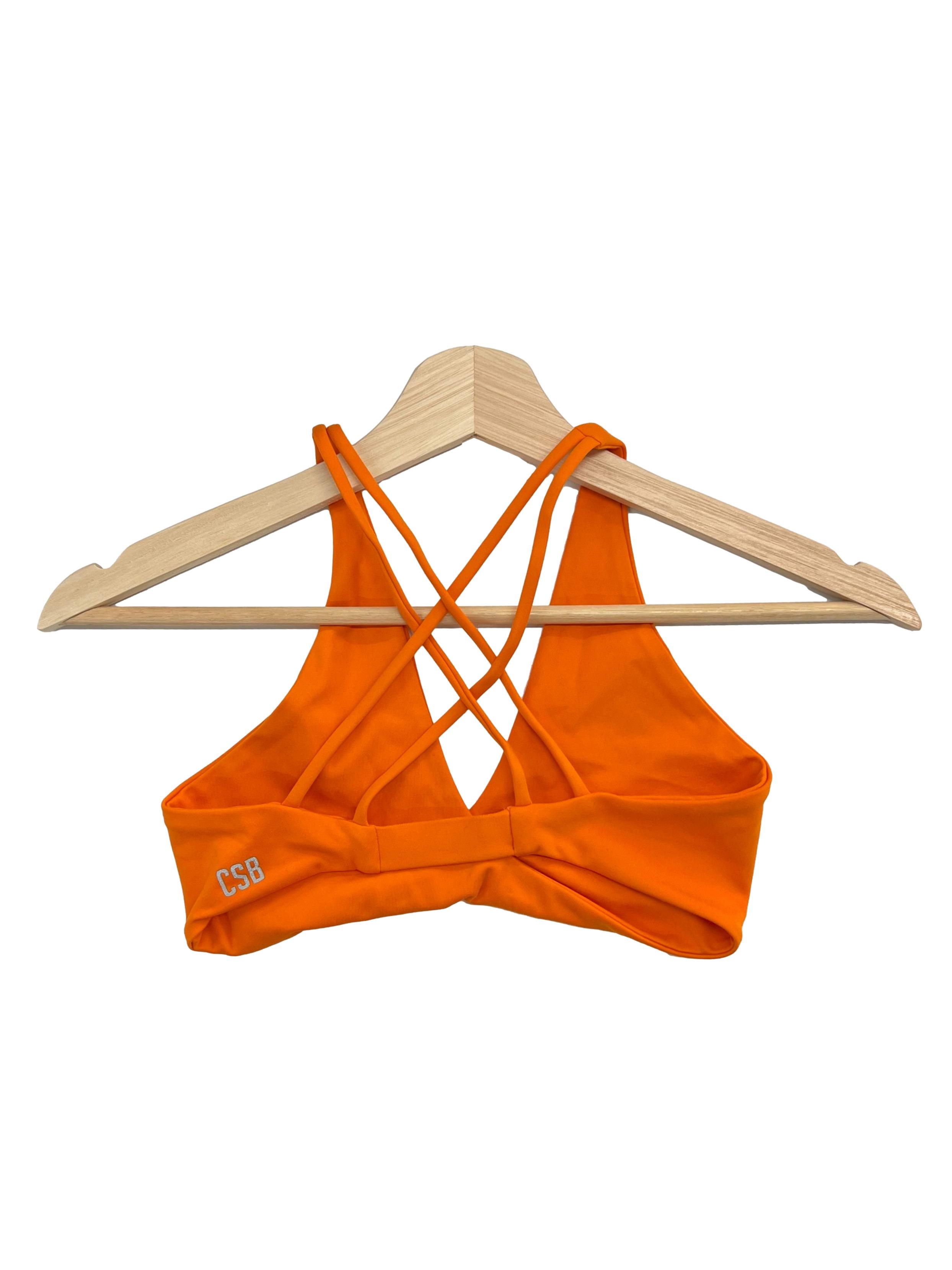 Bright Orange Twist Crossback Sports Bra