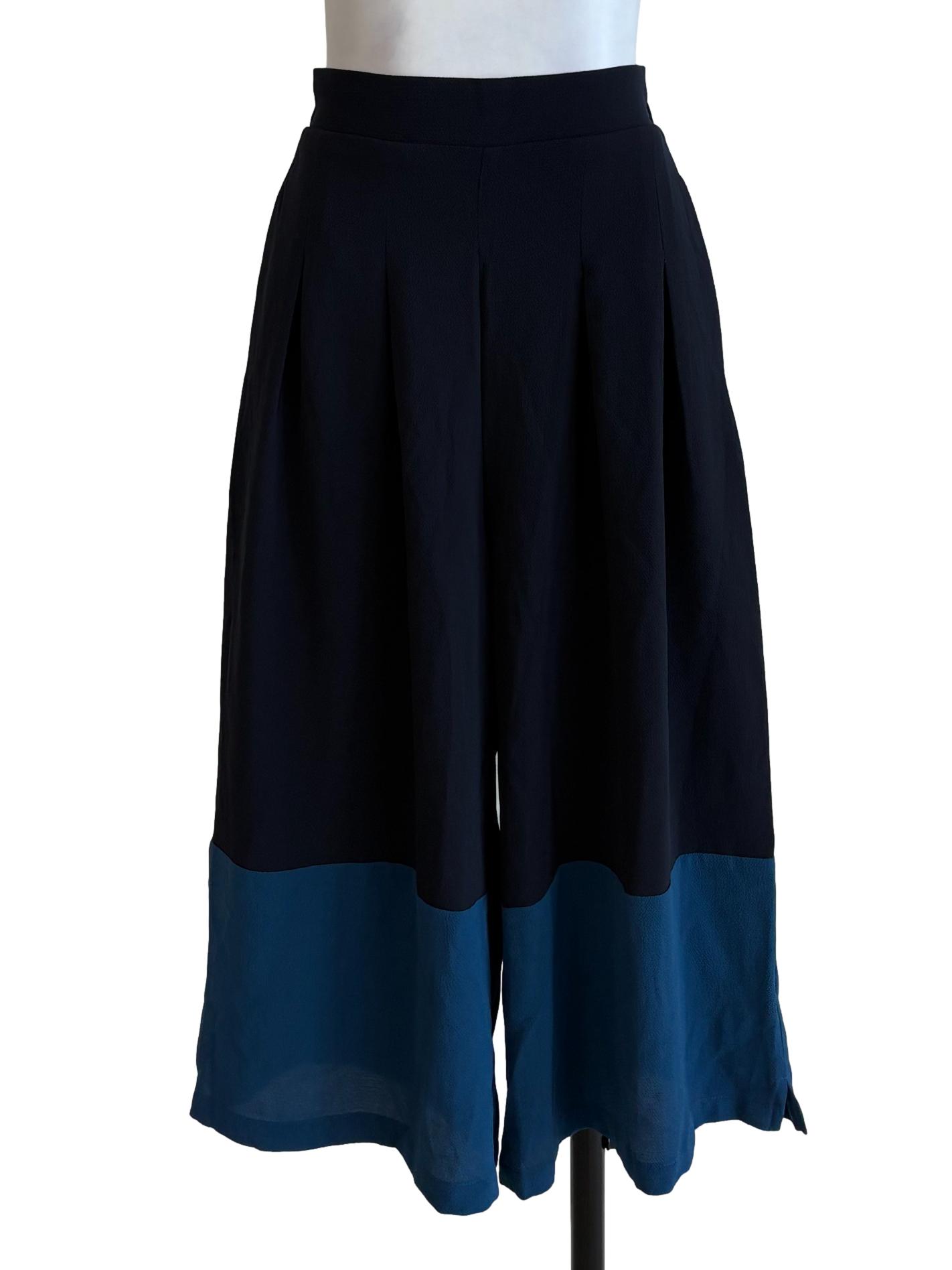 Navy Blue Box Pleated Culottes
