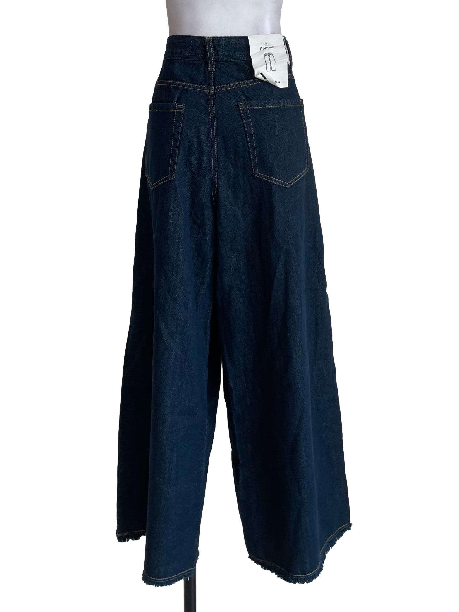 Navy Blue Wide Leg Jeans