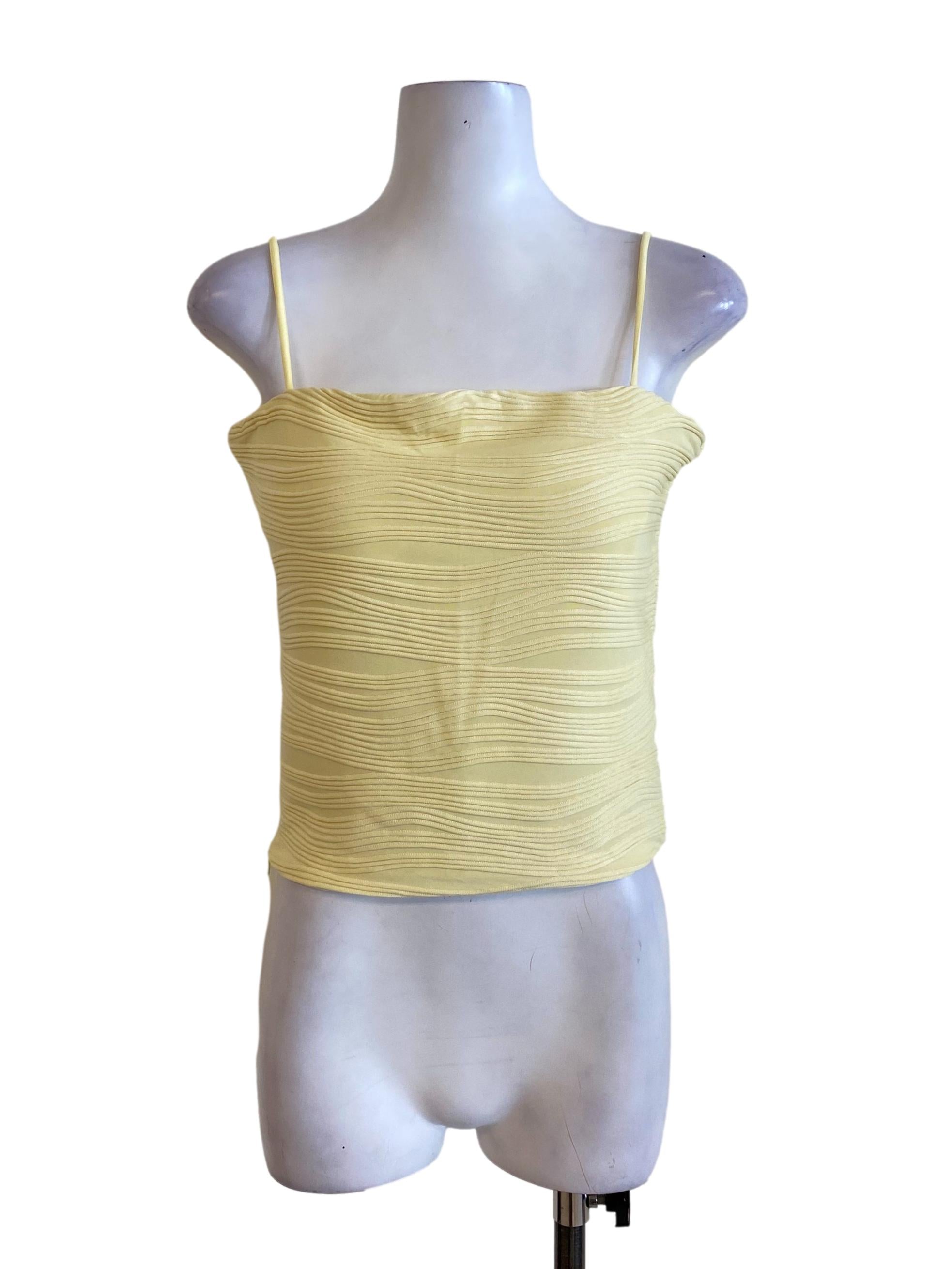 Pastel Yellow Barleycorn Spaghetti Strap Top
